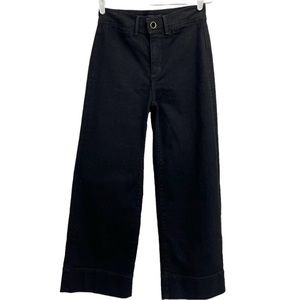 Ann Taylor black The Wide Leg Oneseam Pocket High Waist Stretch Jeans Size 16